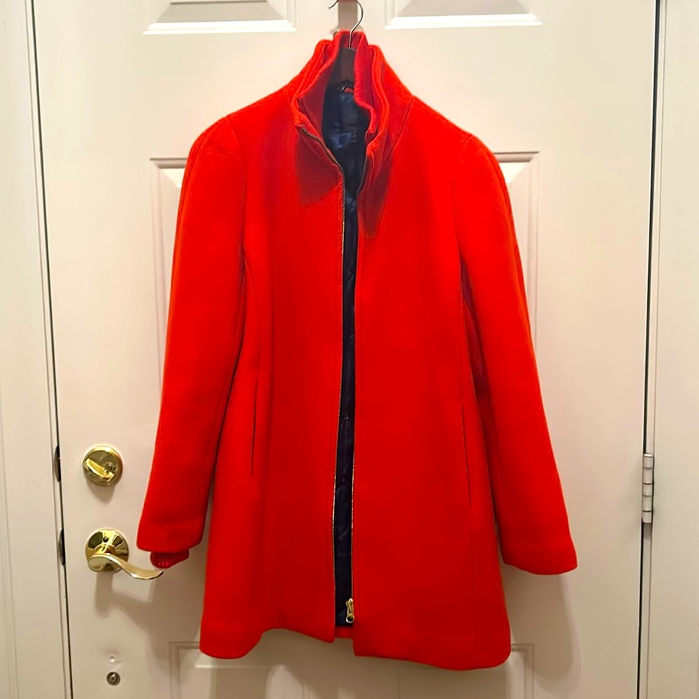 J. Crew orange wool peacoat